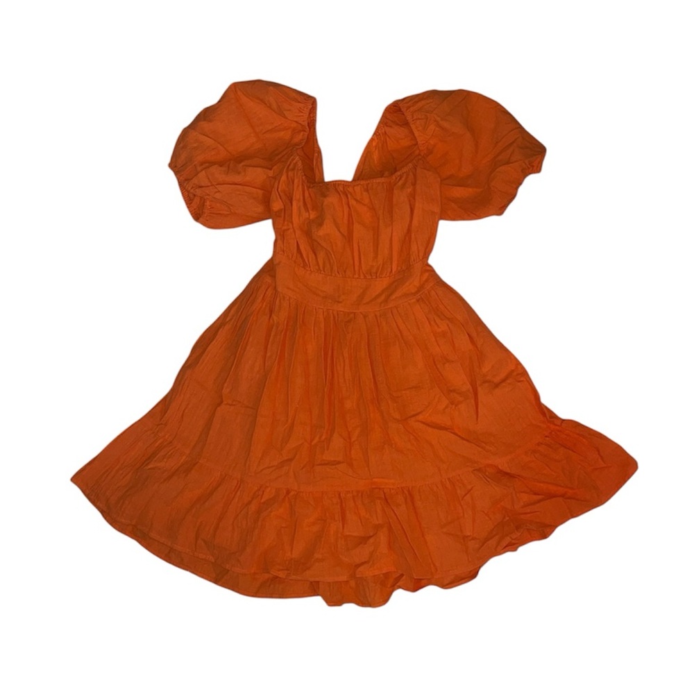 Shein orange puff short-sleeve mini dress, size medium.